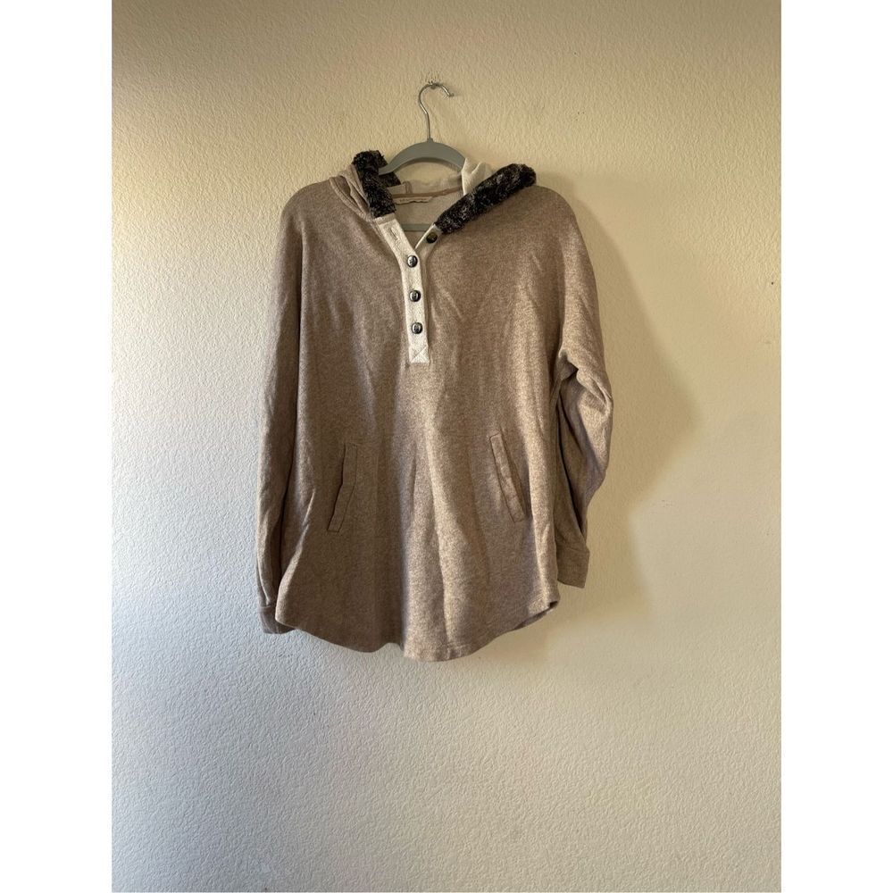 Soft surroundings Henley hoodie sweater size medium